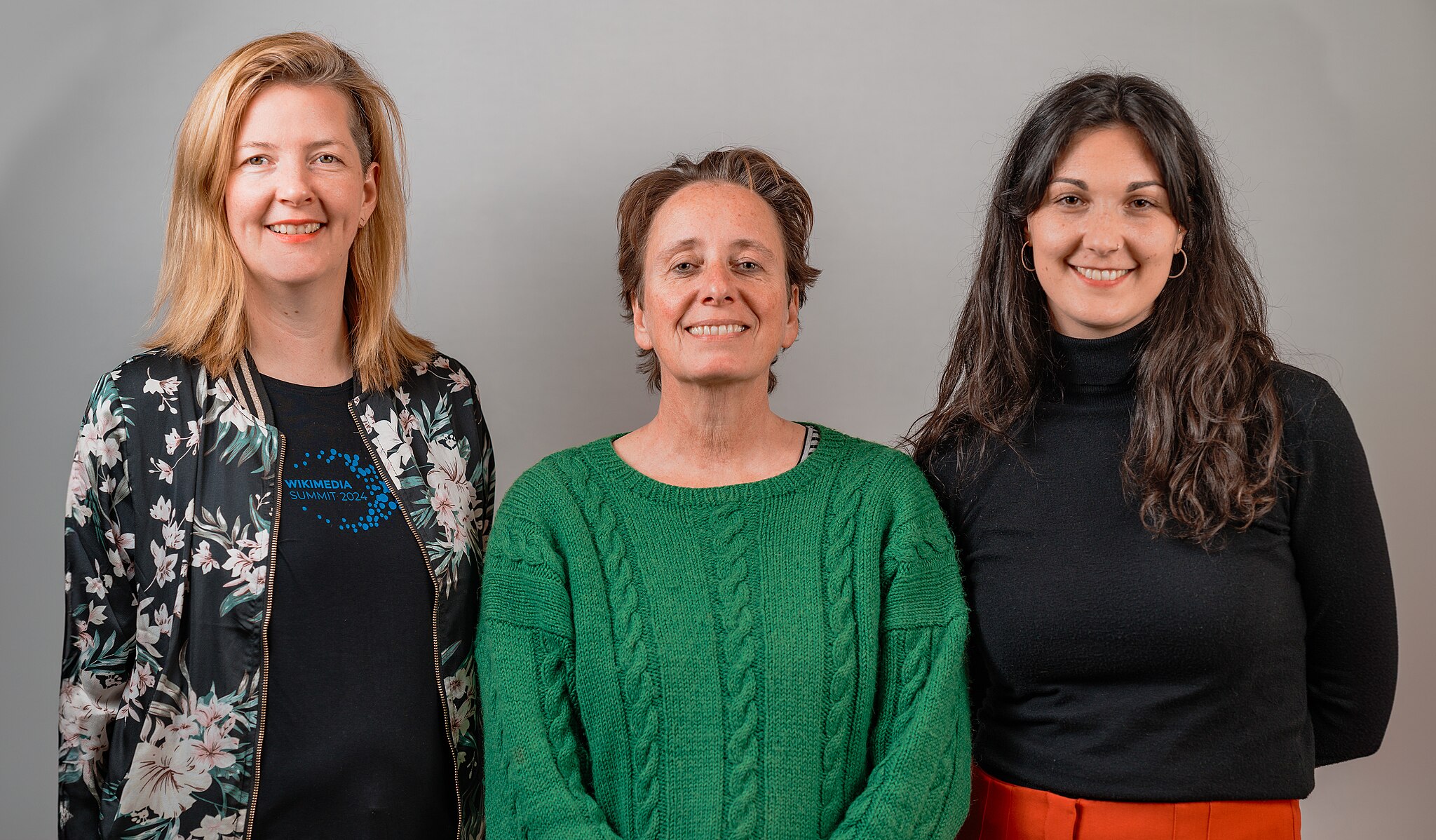 Nicole Ebber, Nikki Zeuner and Eva Martin (l. to r.) from Wikimedia Deutschland’s Movement Strategy and Global Relations team.